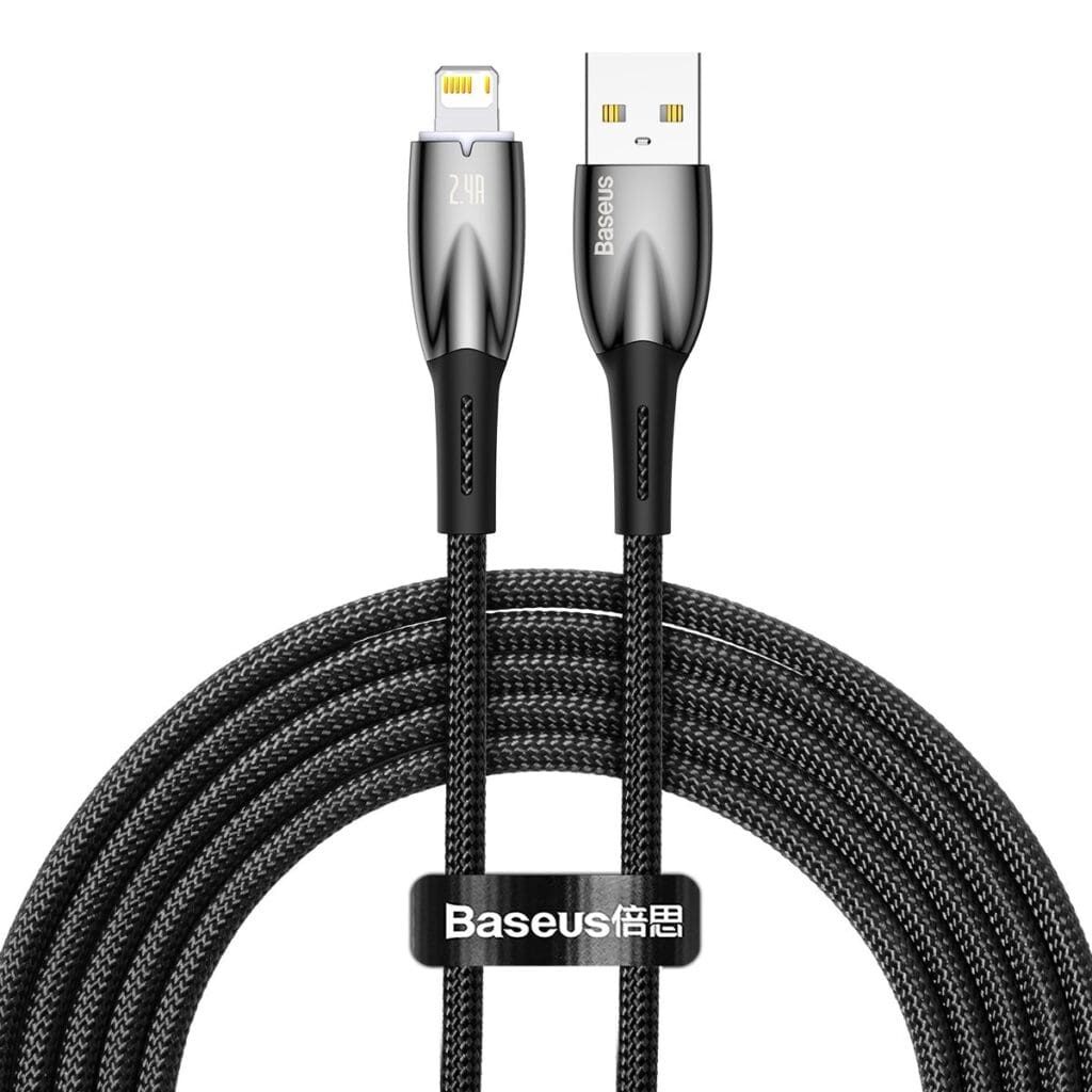 Baseus Glimmer Series Fast Charging Data Cable USB-A Lighting 2.4A 2m Black