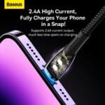 Baseus Glimmer Series Fast Charging Data Cable USB-A Lighting 2.4A 2m Black