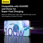 Baseus Glimmer Series Fast Charging Data Cable USB-A USB-C 100W 1m Black