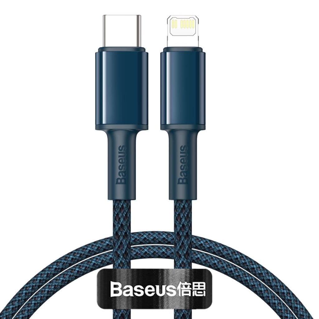 Baseus High Density Braided Series Fast Charging Data Cable USB-C Lighting 20W 1m Blue