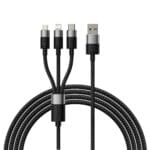 Baseus StarSpeed 3v1 Fast Charging Data Cable USB-A USB-C/Lighting/MicroUSB 20W 3.5A 1.2m Black