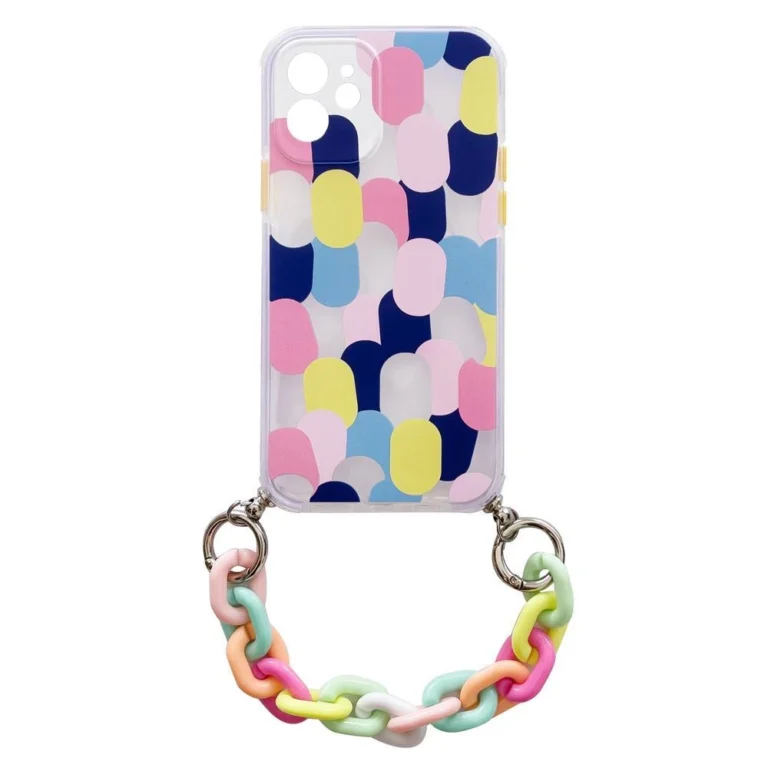 Color Chain Gel Flexible Elastic Cover With A Chain Pendant Multicolour  (1) Kryt Samsung Galaxy A12