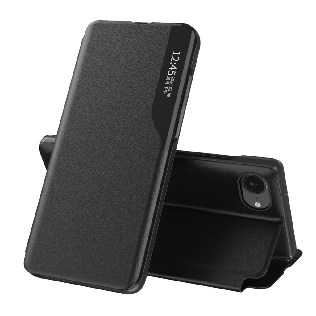 Eco Leather View Elegant With Flap And Stand Black Kryt iPhone 16e
