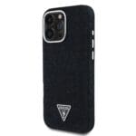 Guess Denim Triangle Logo MagSafe Black Kryt iPhone 16 Pro