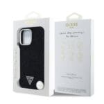 Guess Denim Triangle Logo MagSafe Black Kryt iPhone 16 Pro