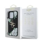 Guess PU Grained Roses 4G Metal Logo Black Kryt iPhone 16 Pro
