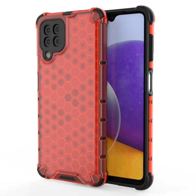 Honeycomb Armor Cover With TPU Bumper Red Kryt Samsung Galaxy A22 4G