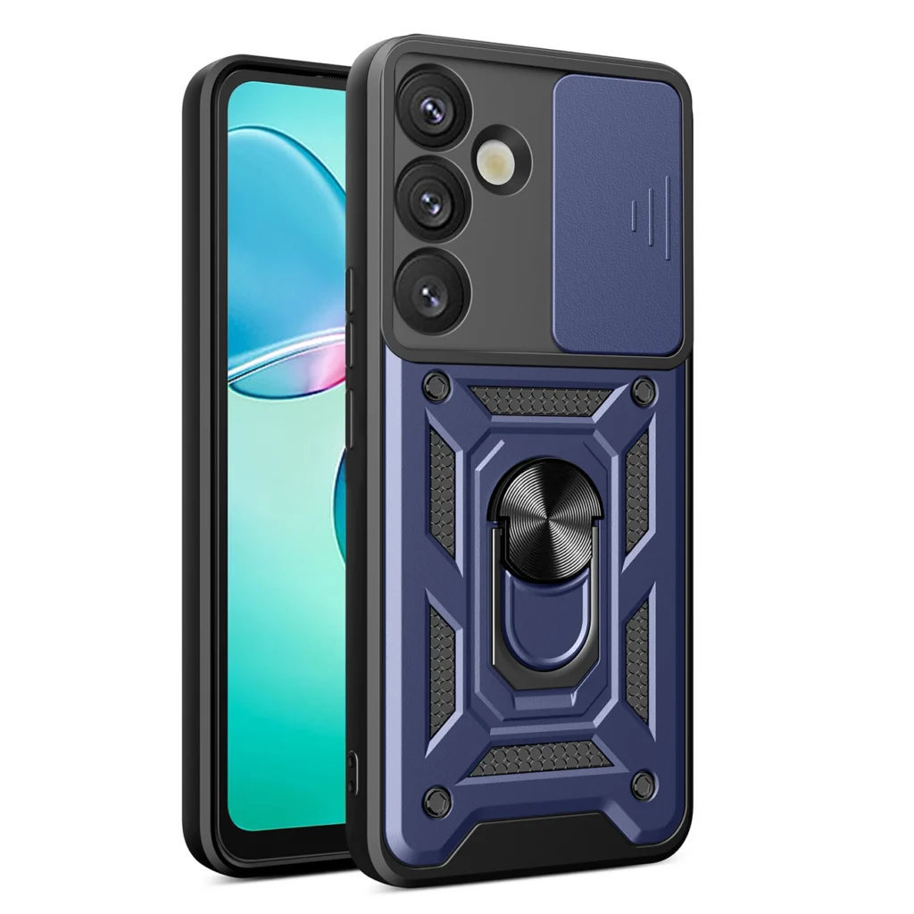 Hybrid Armor Camshield With Camera Cover And Metal Ring Blue Kryt Samsung Galaxy S25 Plus
