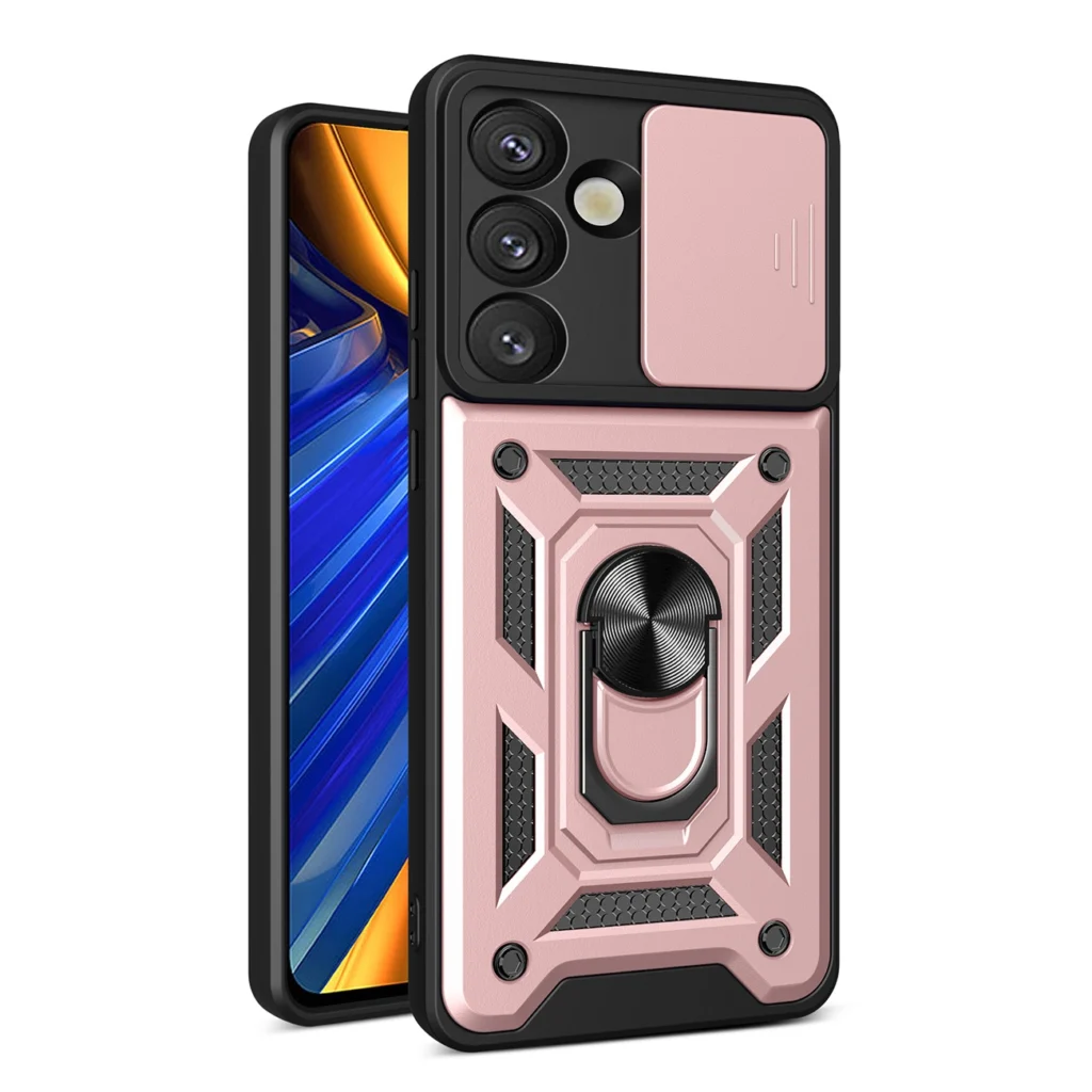 Hybrid Armor Camshield With Camera Cover And Metal Ring Pink Kryt Samsung Galaxy S25