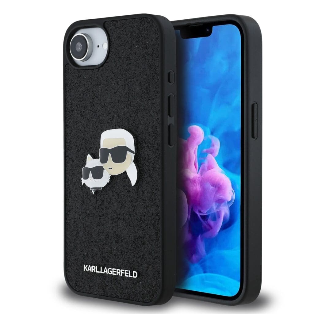 Karl Lagerfeld Fixed Glitter Metal K&CH Black Kryt iPhone 16e