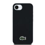 Lacoste Iconic Petit Pique Woven Logo MagSafe Black Kryt iPhone 16e