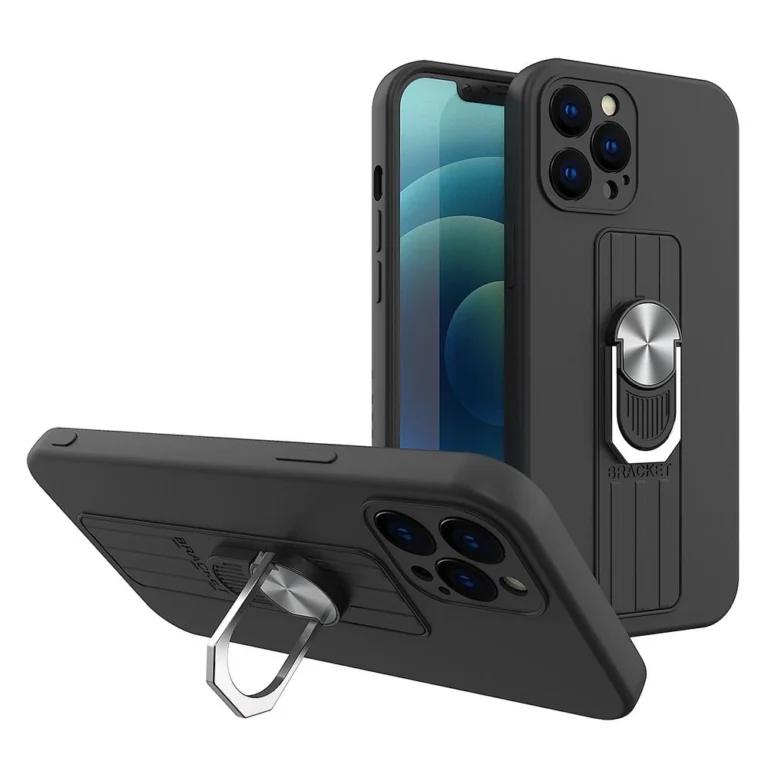 Ring Silicone With Finger Grip And Stand Black Kryt Samsung Galaxy A32 5G