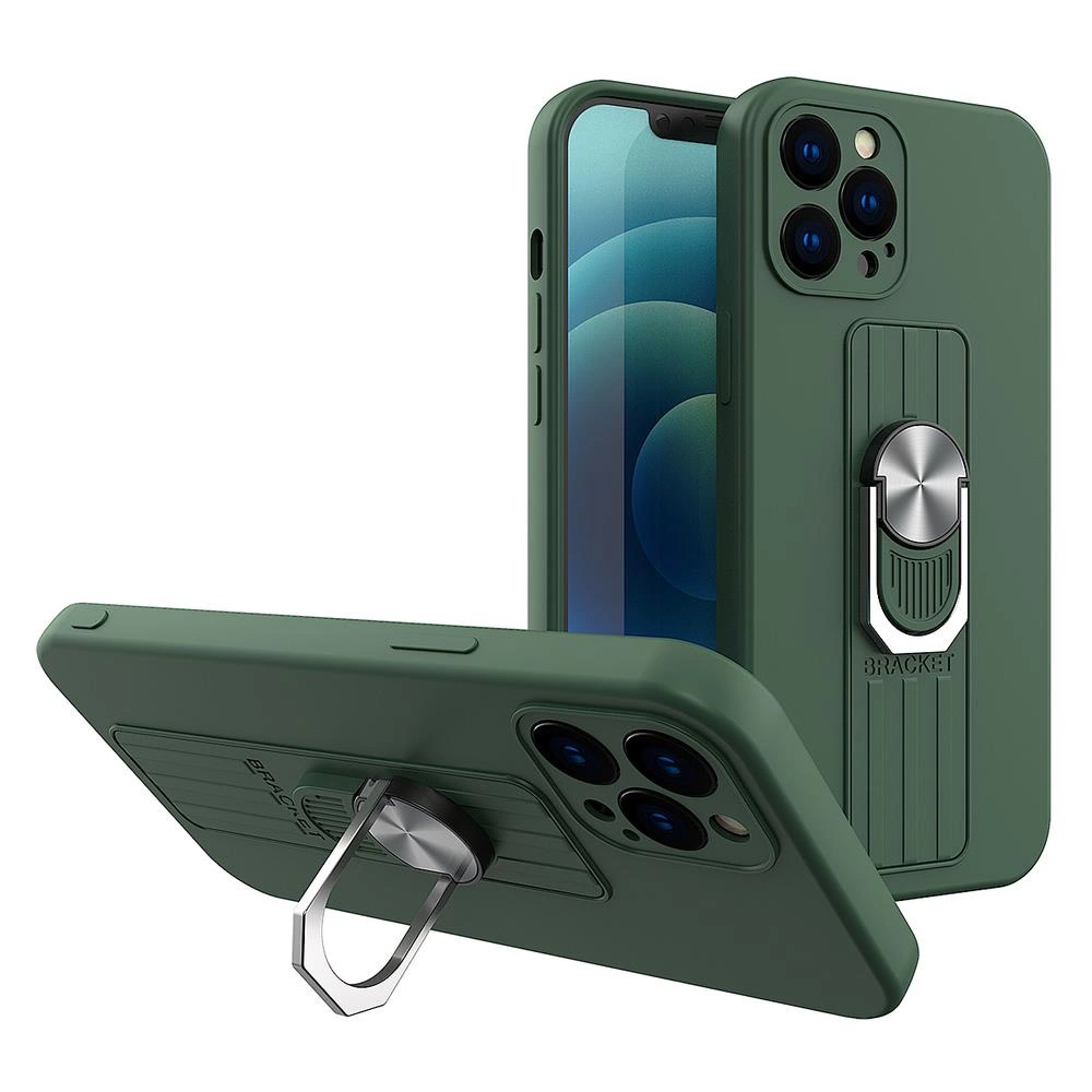 Ring Silicone With Finger Grip And Stand Dark Green Kryt Samsung Galaxy A72