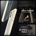Spigen Crystal Hybrid Clear Beige Kryt iPhone 15 Pro Max