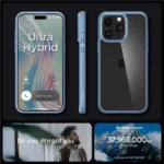 Spigen Crystal Hybrid Clear Blue Kryt iPhone 15 Pro Max