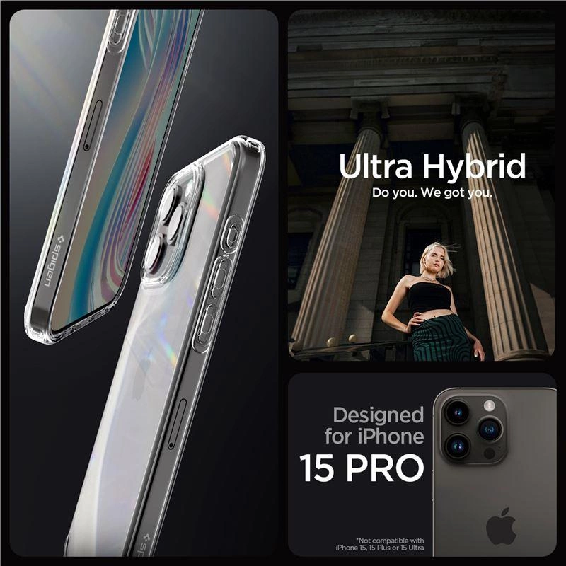 Spigen Crystal Hybrid Clear Kryt iPhone 15 Pro