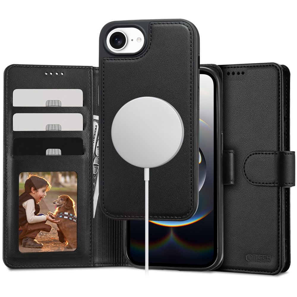 Tech-Protect Wallet MagSafe Matte Black Kryt iPhone 16e