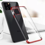 Clear Color Gel TPU Electroplating Frame Cover Red Kryt Samsung Galaxy S21 Ultra