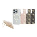 Guess PC/TPU Electroplated Stand Camera Frame MagSafe with Removable Background Kryt iPhone 16 Pro