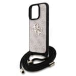Guess PU 4G Metal Logo Crossbody Pink Kryt iPhone 15 Pro