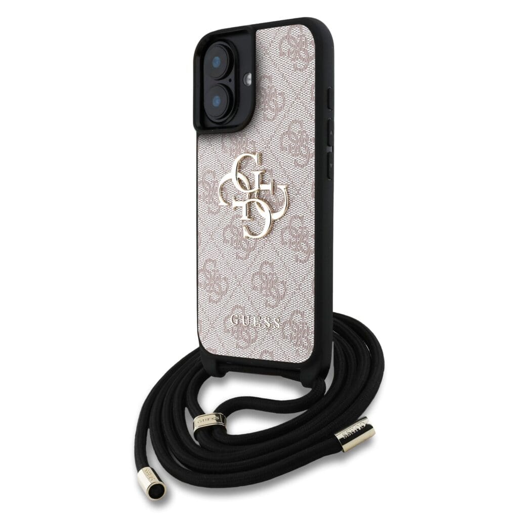 Guess PU 4G Metal Logo Crossbody Pink Kryt iPhone 16