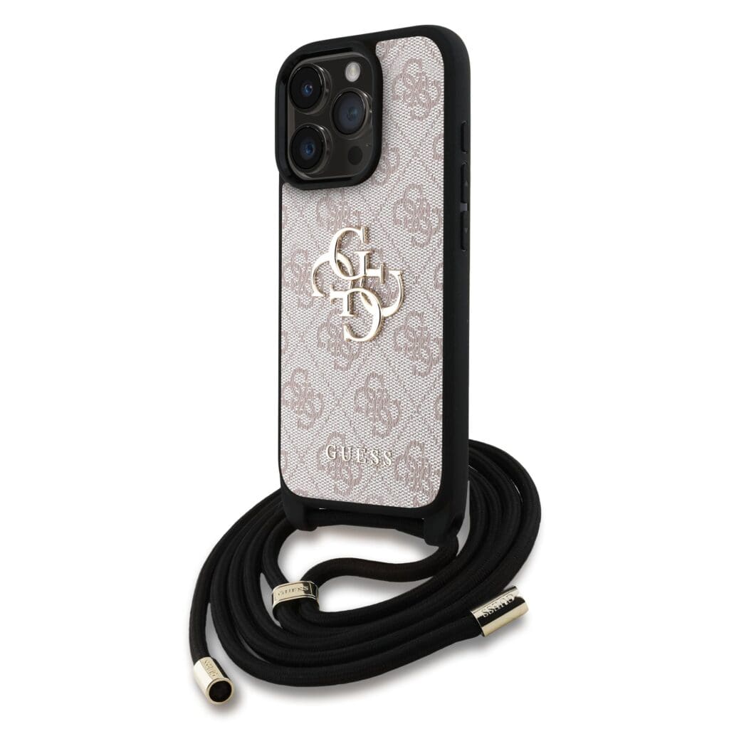 Guess PU 4G Metal Logo Crossbody Pink Kryt iPhone 16 Pro