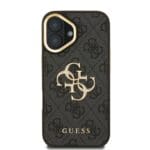 Guess PU 4G Metal Logo Stand Camera Frame Black Kryt iPhone 16