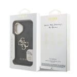 Guess PU 4G Metal Logo Stand Camera Frame Black Kryt iPhone 16