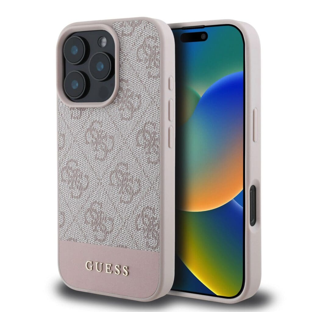 Guess PU 4G Stripe Pink Kryt iPhone 16 Pro