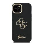 Guess PU Grained 4G Logo Stand Camera Frame Black Kryt iPhone 15