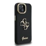 Guess PU Grained 4G Logo Stand Camera Frame Black Kryt iPhone 15