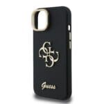 Guess PU Grained 4G Logo Stand Camera Frame Black Kryt iPhone 15