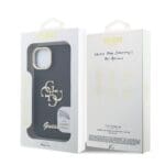 Guess PU Grained 4G Logo Stand Camera Frame Black Kryt iPhone 15