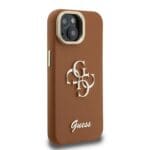 Guess PU Grained 4G Logo Stand Camera Frame Brown Kryt iPhone 15