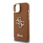 Guess PU Grained 4G Logo Stand Camera Frame Brown Kryt iPhone 15