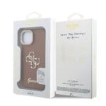 Guess PU Grained 4G Logo Stand Camera Frame Brown Kryt iPhone 15