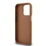 Guess PU Grained 4G Logo Stand Camera Frame Brown Kryt iPhone 15 Pro Max