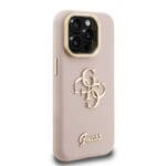 Guess PU Grained 4G Logo Stand Camera Frame Pink Kryt iPhone 15 Pro