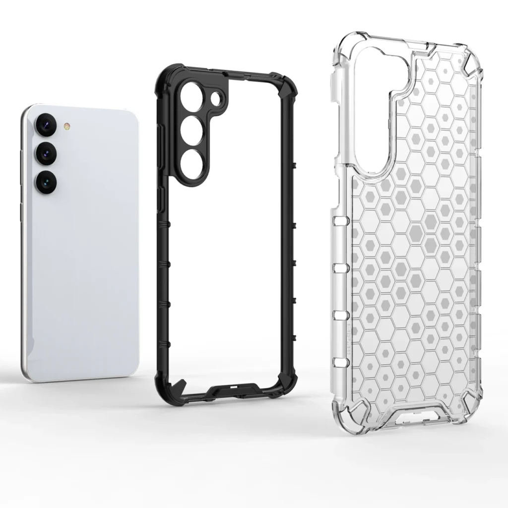 Honeycomb Armored Hybrid Cover Transparent Kryt Samsung Galaxy S23 Plus