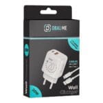 OBAL:ME Travel Charger USB-A + USB-C 20W + 2x kabel 1m White