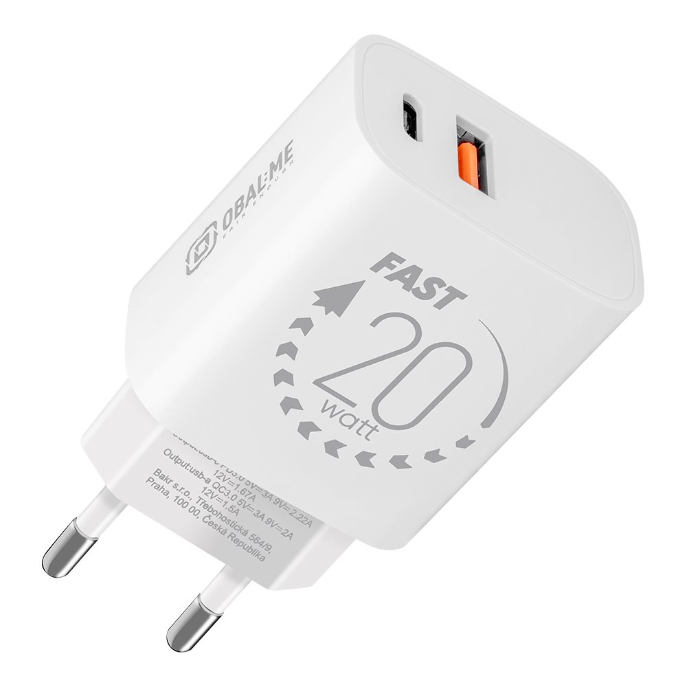 OBAL:ME Travel Charger USB-A + USB-C 20W White