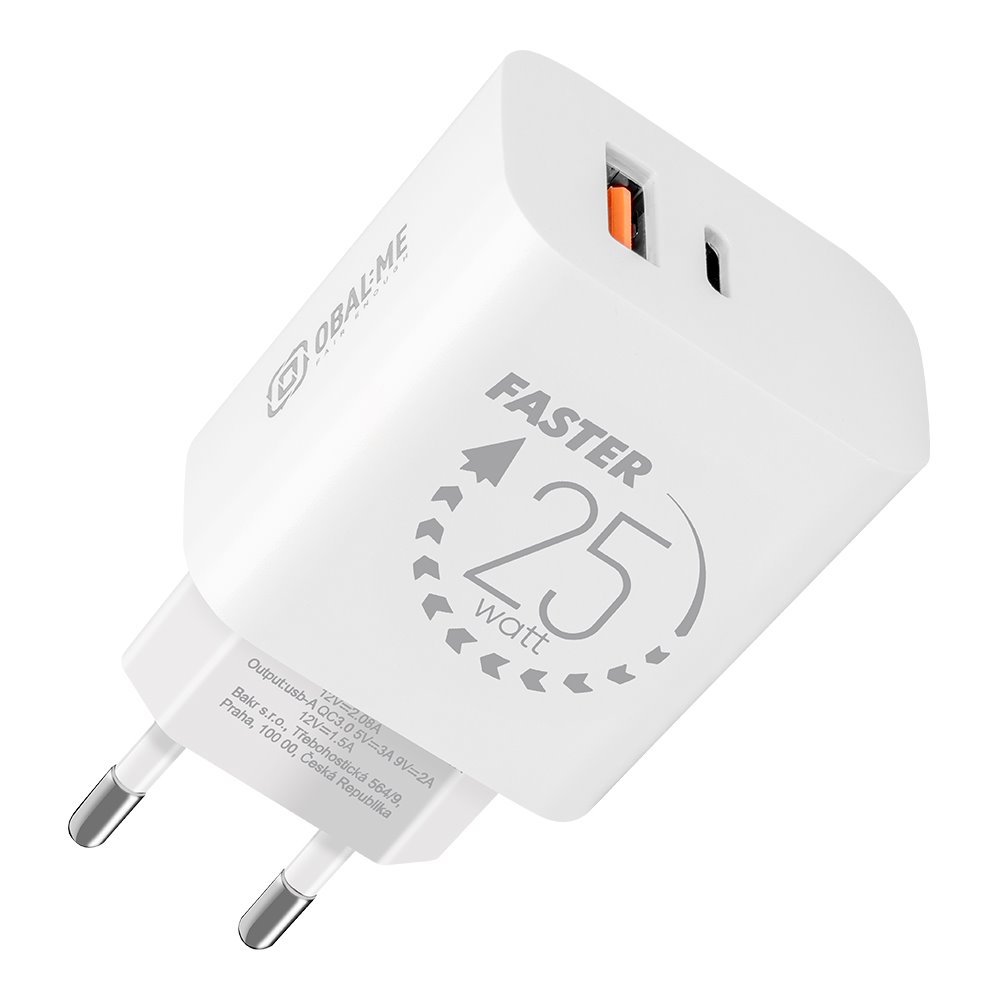 OBAL:ME Travel Charger USB-A + USB-C 25W White