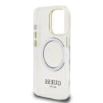 Guess IML Gold Outline Stand Camera Frame MagSafe Transparent Kryt iPhone 15 Pro Max