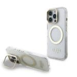 Guess IML Gold Outline Stand Camera Frame MagSafe Transparent Kryt iPhone 16 Pro Max