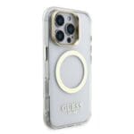 Guess IML Gold Outline Stand Camera Frame MagSafe Transparent Kryt iPhone 16 Pro Max