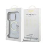 Guess IML Gold Outline Stand Camera Frame MagSafe Transparent Kryt iPhone 16 Pro Max