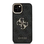 Guess PU 4G Metal Logo Stand Camera Frame Black Kryt iPhone 13