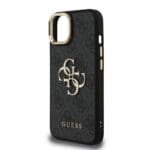 Guess PU 4G Metal Logo Stand Camera Frame Black Kryt iPhone 13