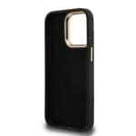 Guess PU 4G Metal Logo Stand Camera Frame Black Kryt iPhone 15 Pro Max