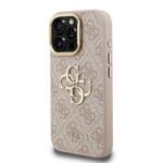 Guess PU 4G Metal Logo Stand Camera Frame Pink Kryt iPhone 16 Pro